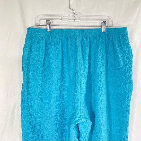 Draper’s & Damon’s Women’s Cyan Blue Crinkle Texture Pull-On Pants - Picture 4 of 6